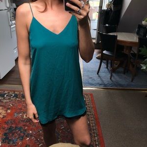 Sexy emerald green tank dress with lace